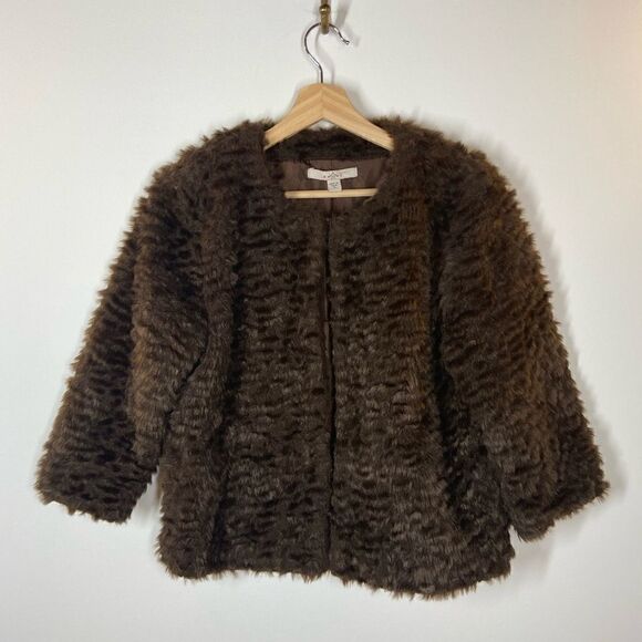 Fever Brown Faux Fur Jacket - Picture 1 of 10